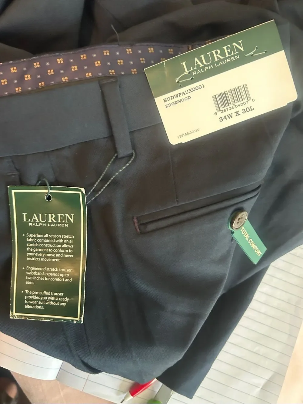 Lauren Raalph Lauren Edgewood Men's Navy Blue Dress Pants - Total Comfort Fit